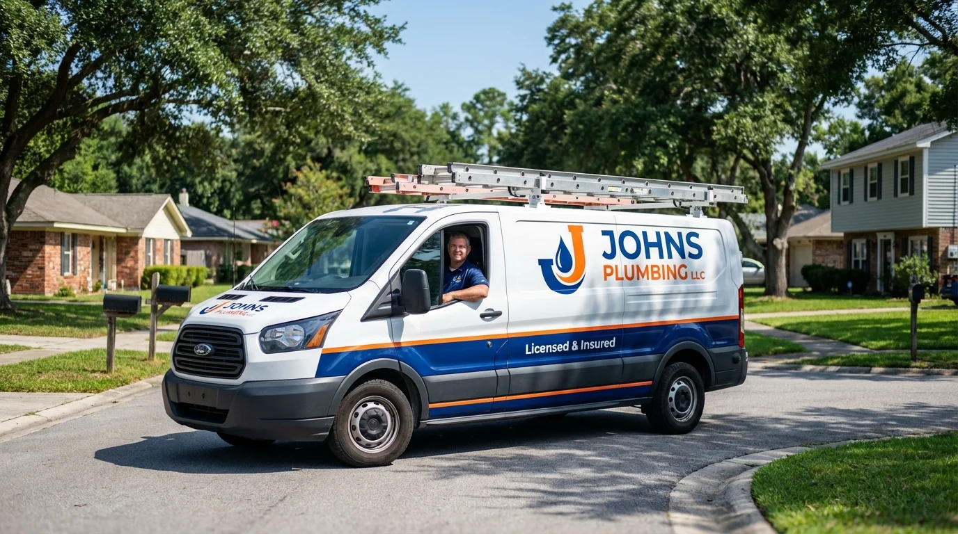 Johns Plumbing LLC service van in Prospect Heights, IL